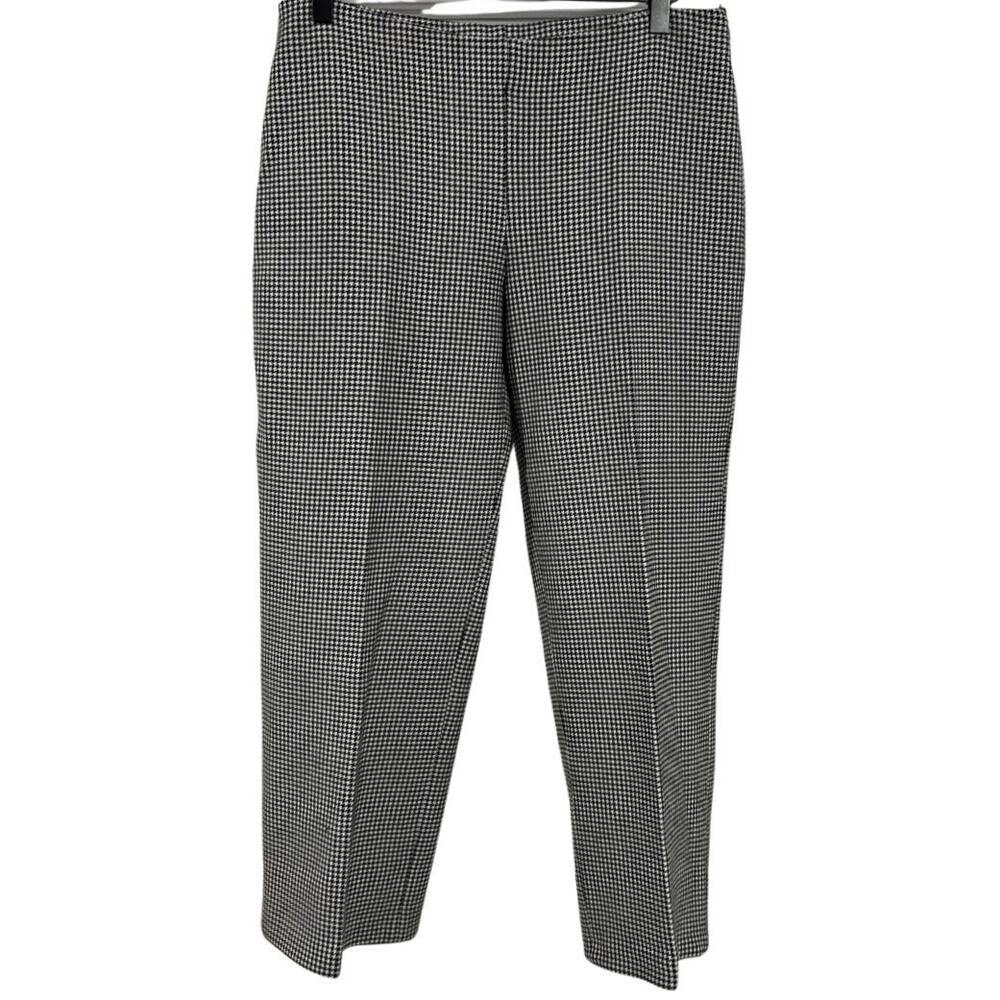 Zara Woman Black & White Houndstooth Jacquard Trousers Pants Size Medium